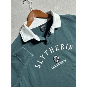 Harry Potter Slytherin Polo Rugby Sweatshirt Size Small Green SPAO Long Sleeve